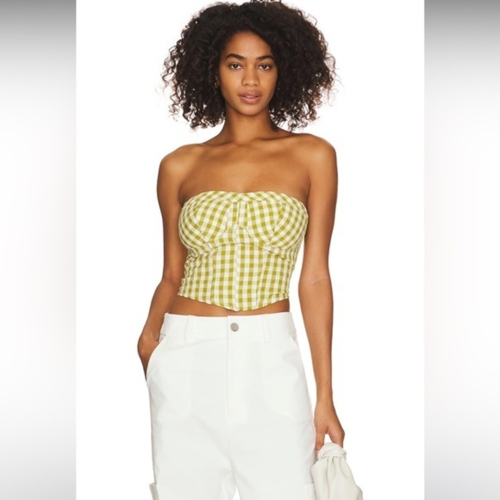 Free People Leilani Tube Top in Green Gingham